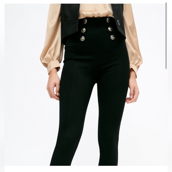 NWT gold button black woman leggings - Picture 8 of 12